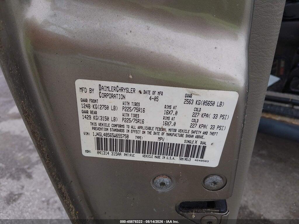 1J4GL48565W655758 2005 JEEP LIBERTY photo no. 9