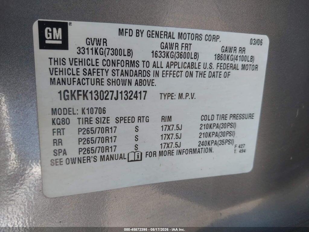 1GKFK13027J132417 2007 GMC YUKON photo no. 9