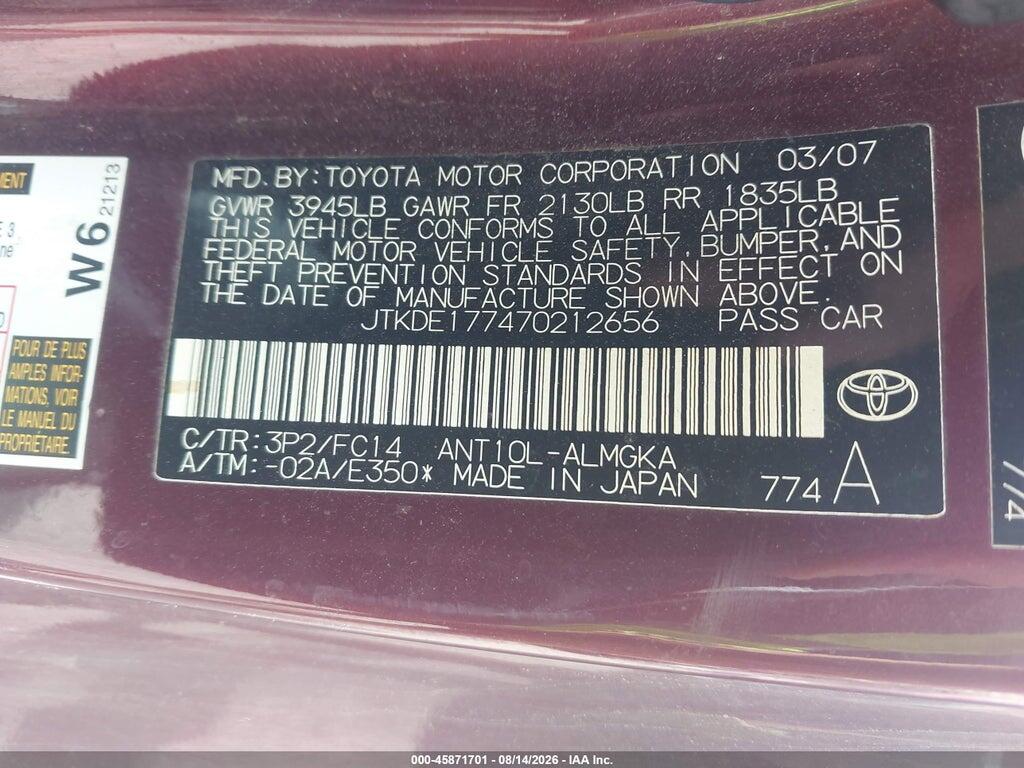 JTKDE177470212656 2007 SCION TC photo no. 9