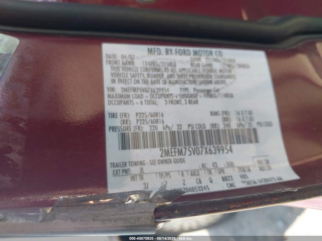 2MEFM75V07X639954 2007 MERCURY GRAND MARQUIS photo no. 9