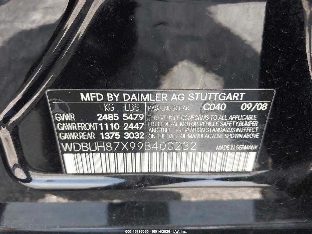 WDBUH87X99B400232 2009 MERCEDES-BENZ E 350 photo no. 9