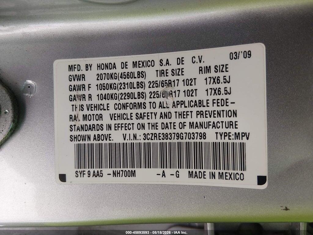 3CZRE38379G703798 2009 HONDA CR-V photo no. 9