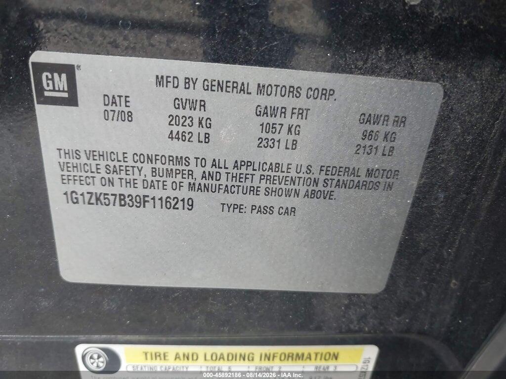 1G1ZK57B39F116219 2009 CHEVROLET MALIBU photo no. 9