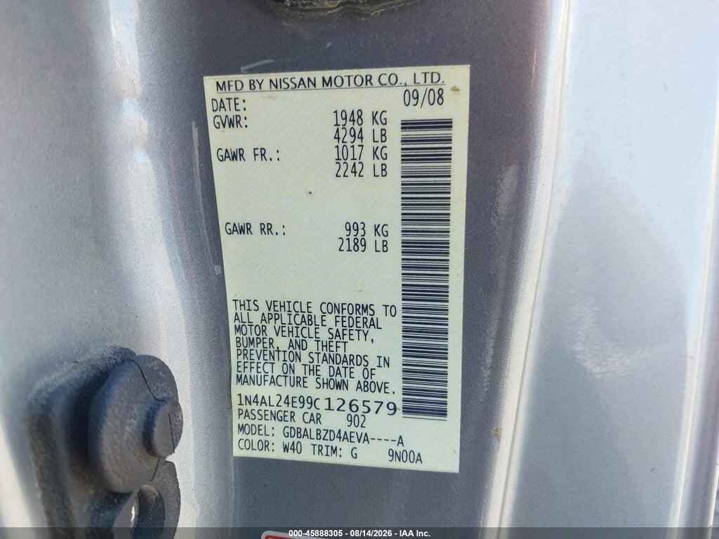 1N4AL24E99C126579 2009 NISSAN ALTIMA photo no. 9