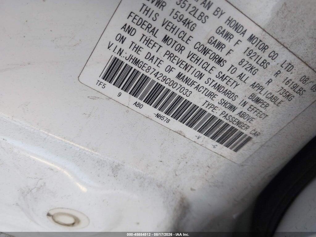 JHMGE87429C007033 2009 HONDA FIT photo no. 9