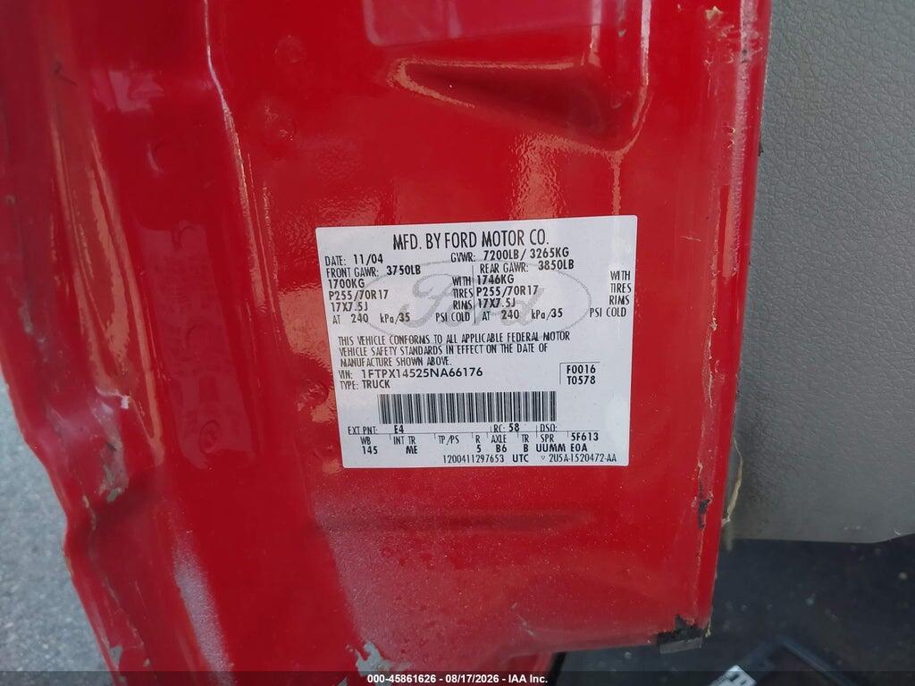 1FTPX14525NA66176 2005 FORD F-150 photo no. 9