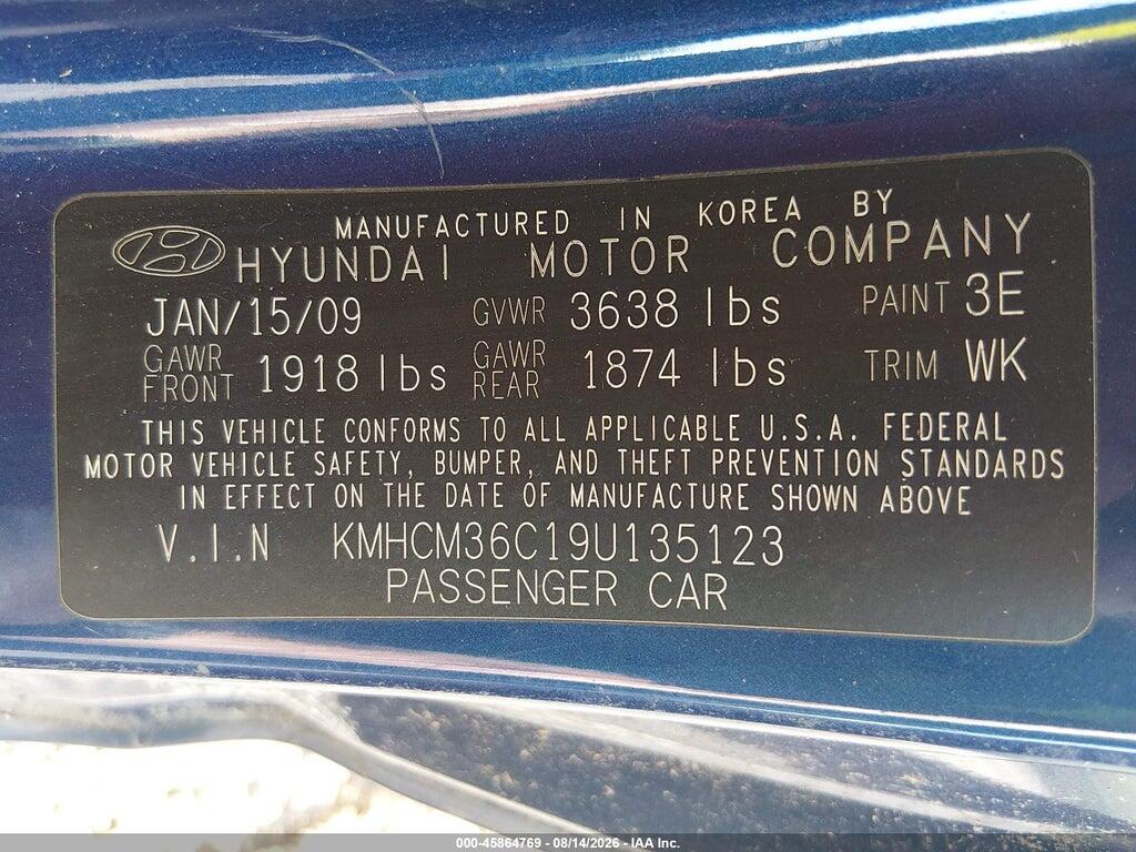 KMHCM36C19U135123 2009 HYUNDAI ACCENT photo no. 9