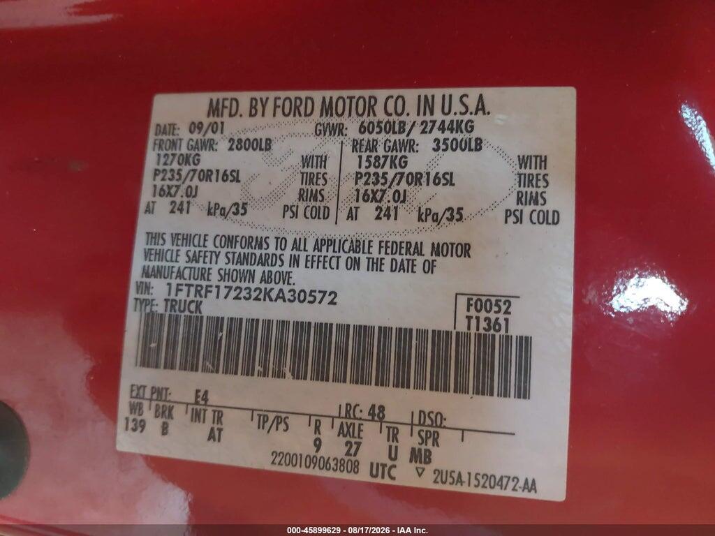 1FTRF17232KA30572 2002 FORD F-150 photo no. 9