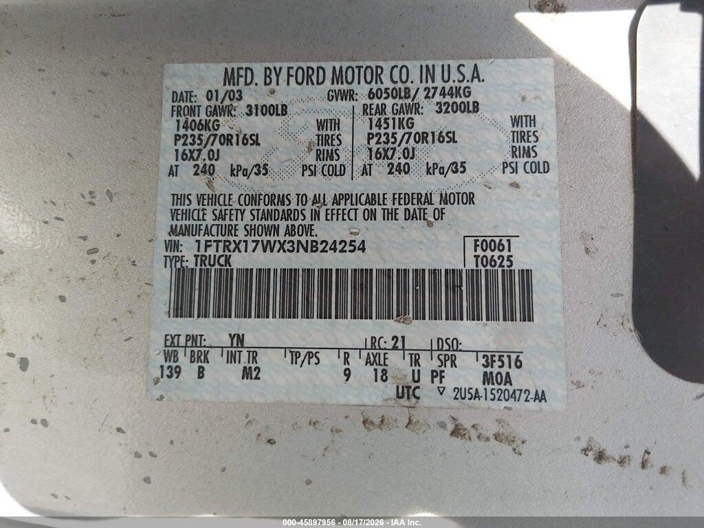 1FTRX17WX3NB24254 2003 FORD F-150 photo no. 9