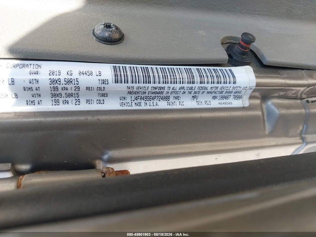 1J4FA49S64P724088 2004 JEEP WRANGLER photo no. 9