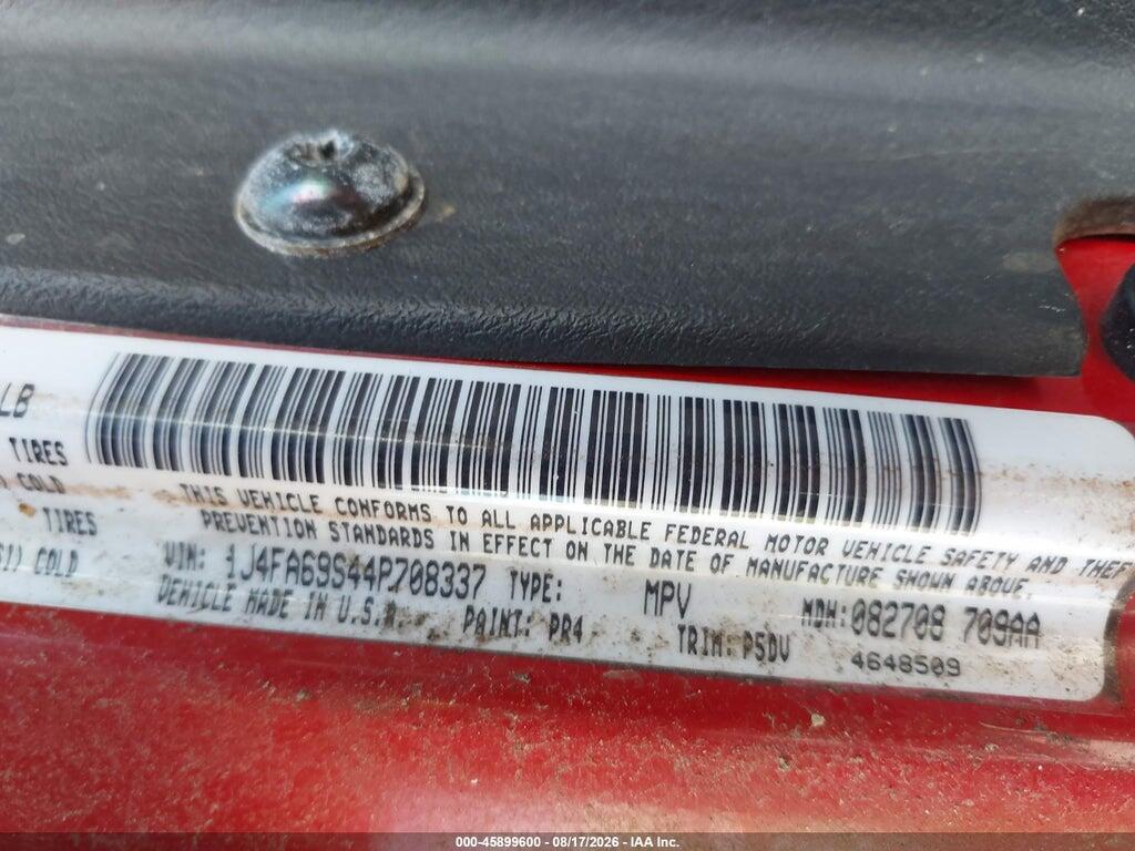 1J4FA69S44P708337 2004 JEEP WRANGLER photo no. 9