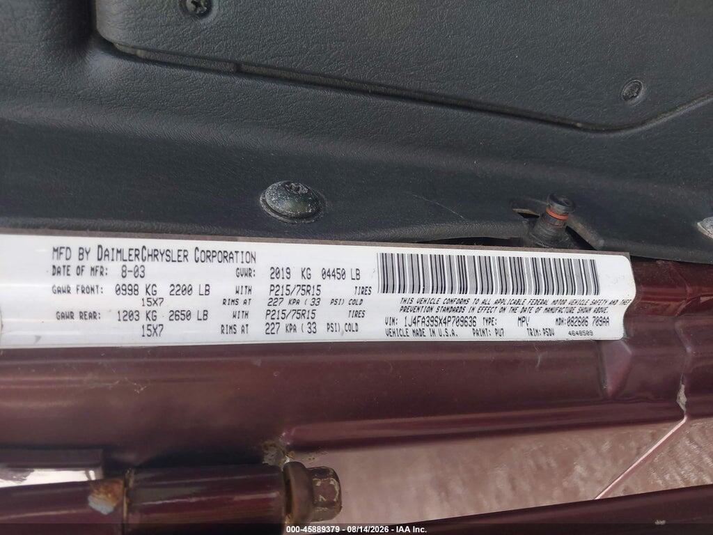 1J4FA39SX4P709636 2004 JEEP WRANGLER photo no. 9