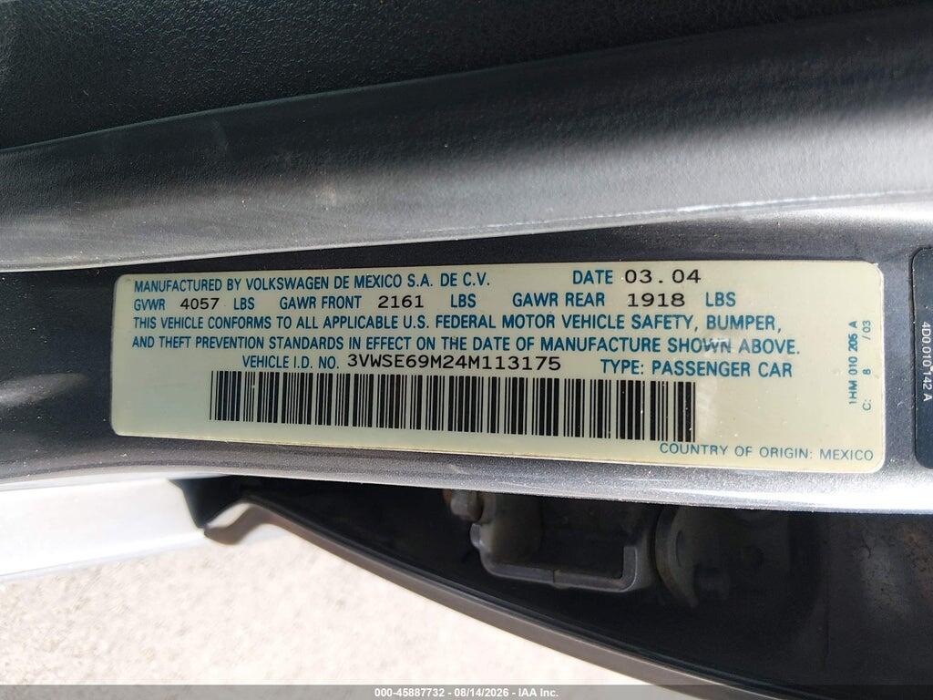 3VWSE69M24M113175 2004 VOLKSWAGEN JETTA photo no. 9