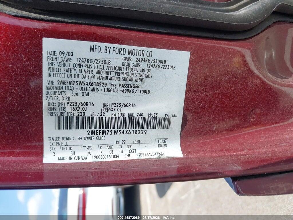 2MEFM75W54X618229 2004 MERCURY GRAND MARQUIS photo no. 9