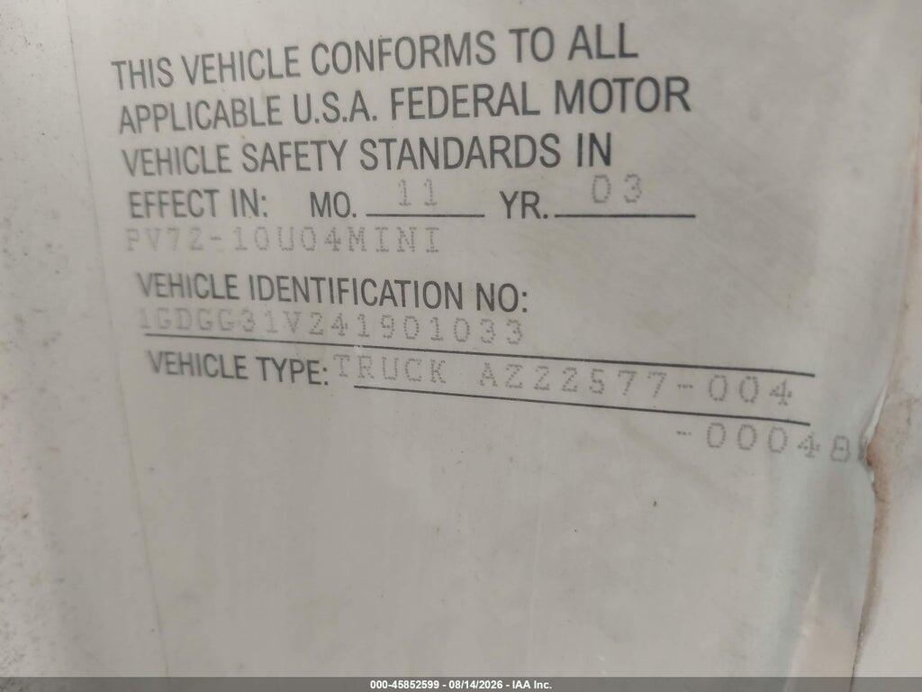 1GDGG31V241901033 2004 GMC SAVANA CUTAWAY photo no. 8