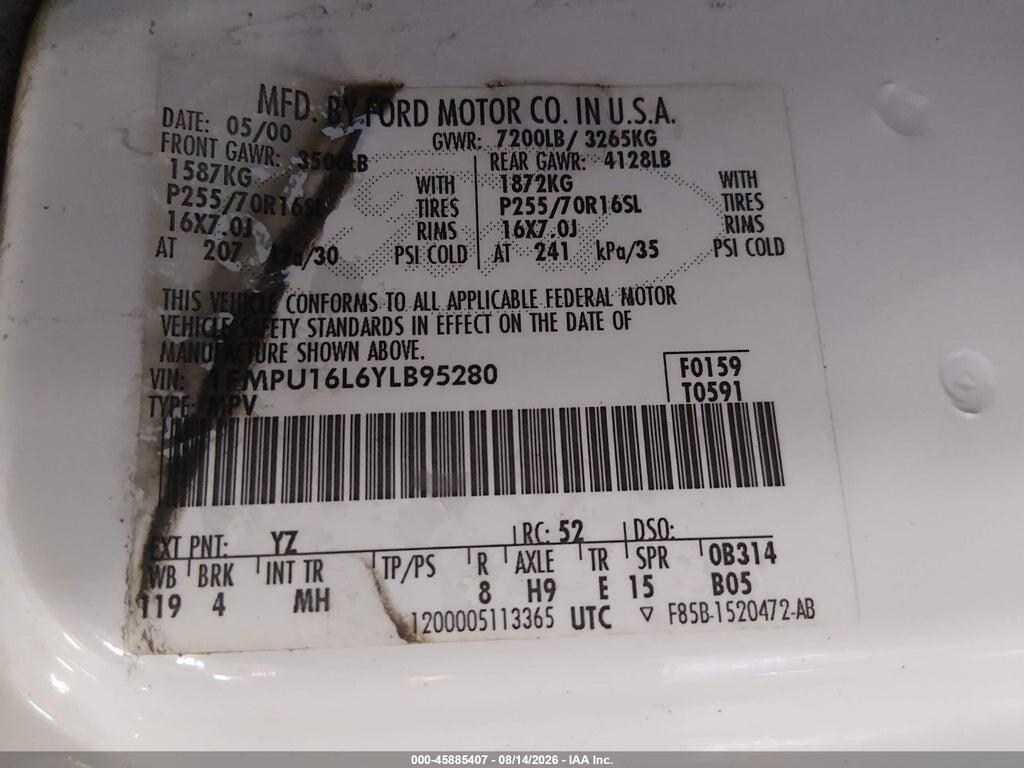 1FMPU16L6YLB95280 2000 FORD EXPEDITION photo no. 9