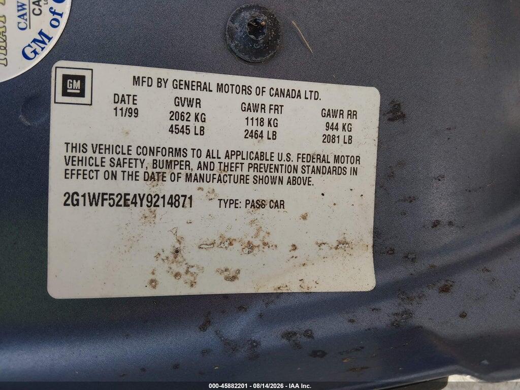 2G1WF52E4Y9214871 2000 CHEVROLET IMPALA photo no. 9