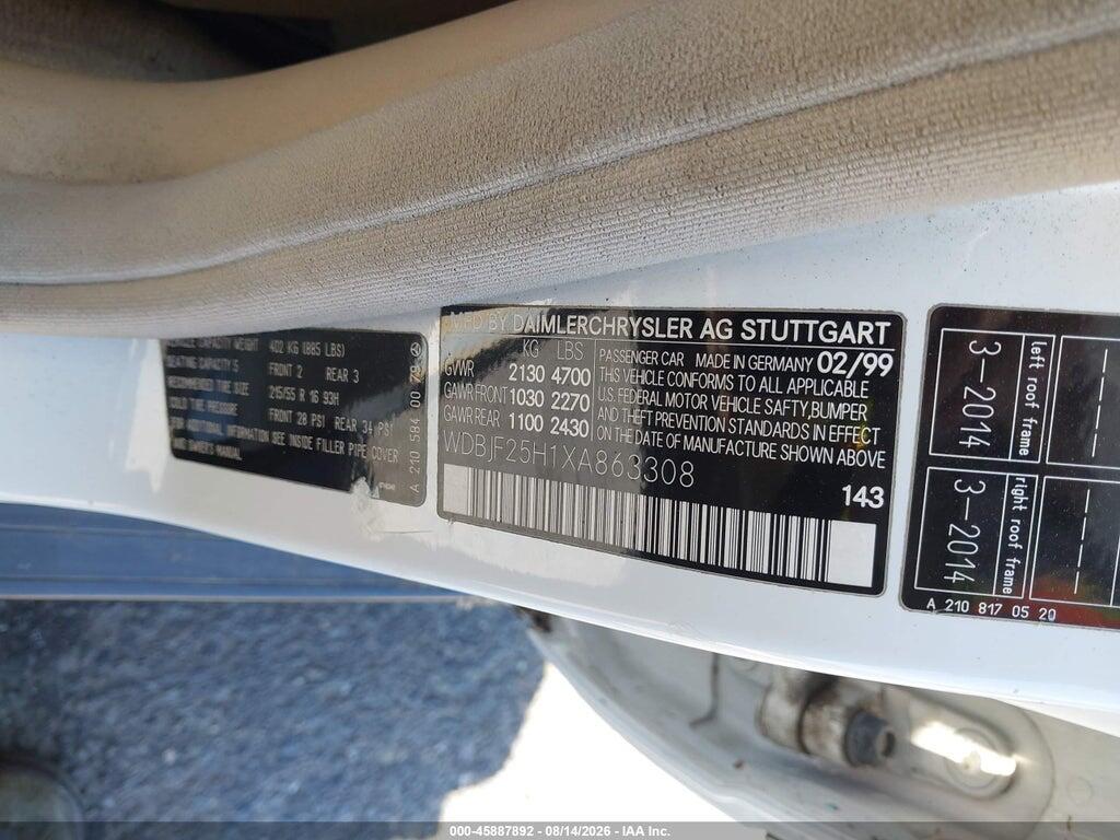 WDBJF25H1XA863308 1999 MERCEDES-BENZ E 300 DIESEL photo no. 9