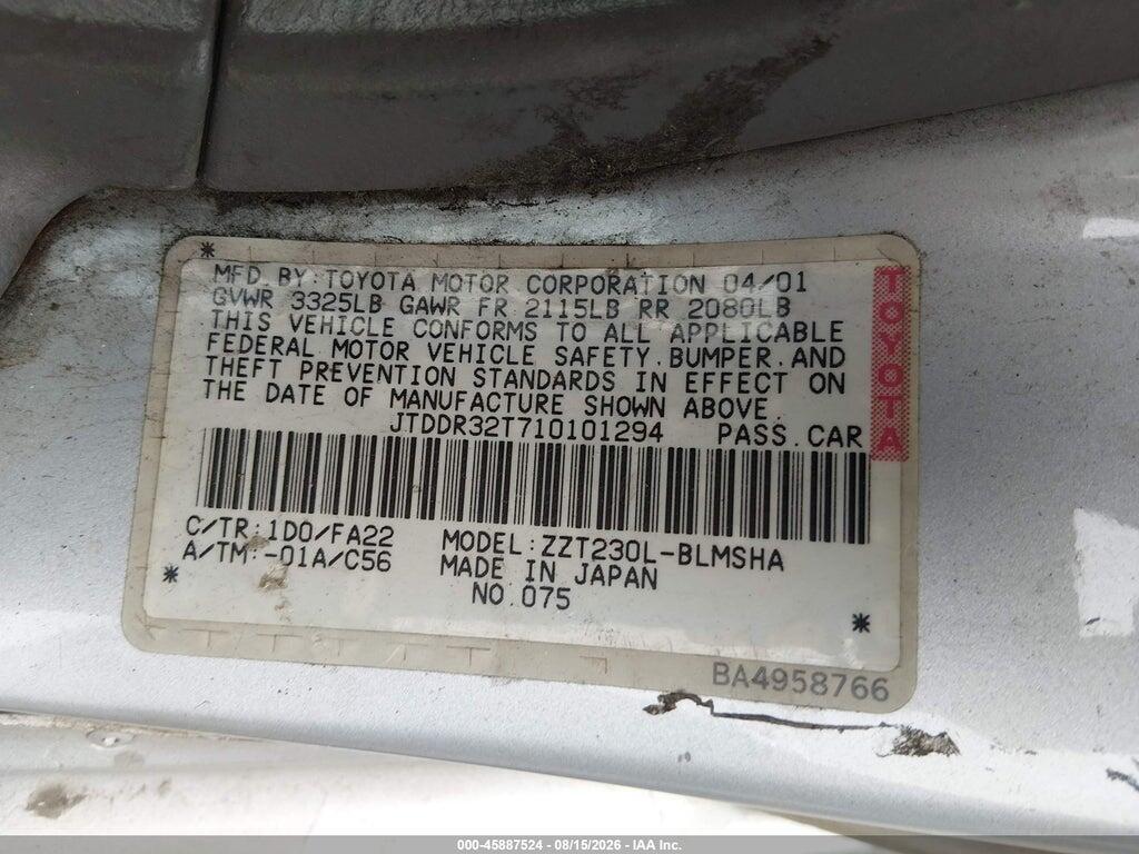 JTDDR32T710101294 2001 TOYOTA CELICA photo no. 9