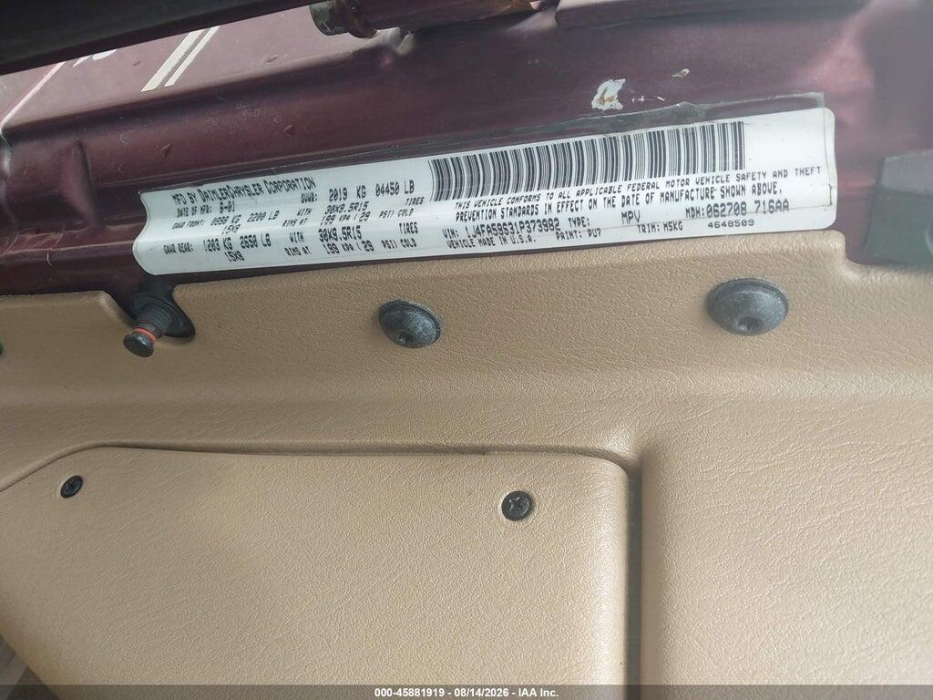 1J4FA59S31P373982 2001 JEEP WRANGLER photo no. 9