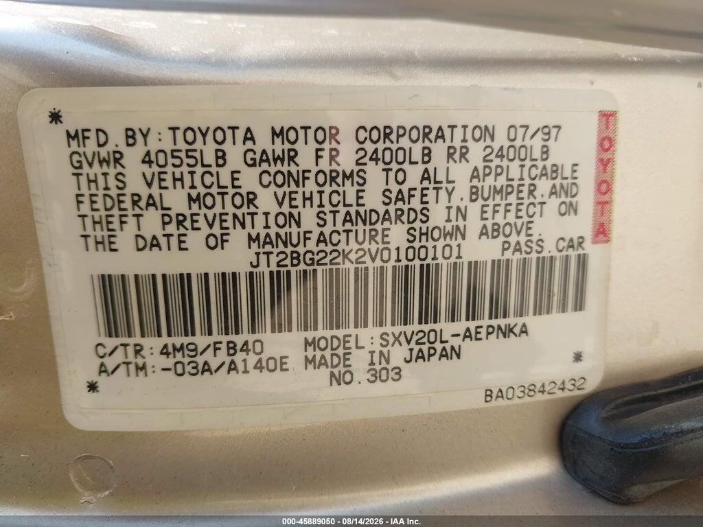 JT2BG22K2V0100101 1997 TOYOTA CAMRY photo no. 9