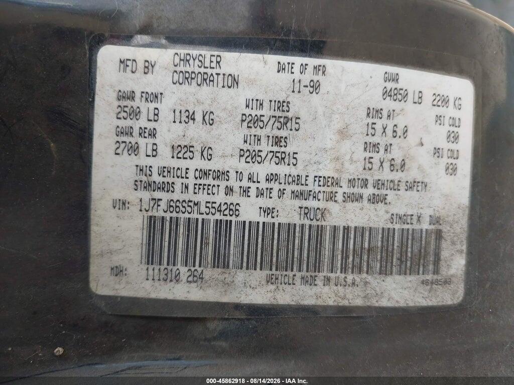 1J7FJ66S5ML554266 1991 JEEP COMANCHE photo no. 9