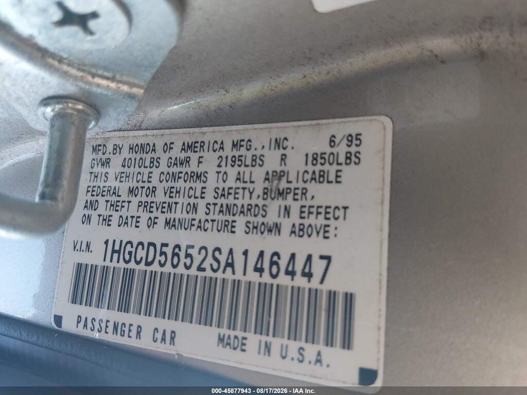 1HGCD5652SA146447 1995 HONDA ACCORD photo no. 9