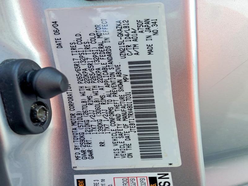 2004 TOYOTA 4RUNNER LIMITED — Фото 14 из 14