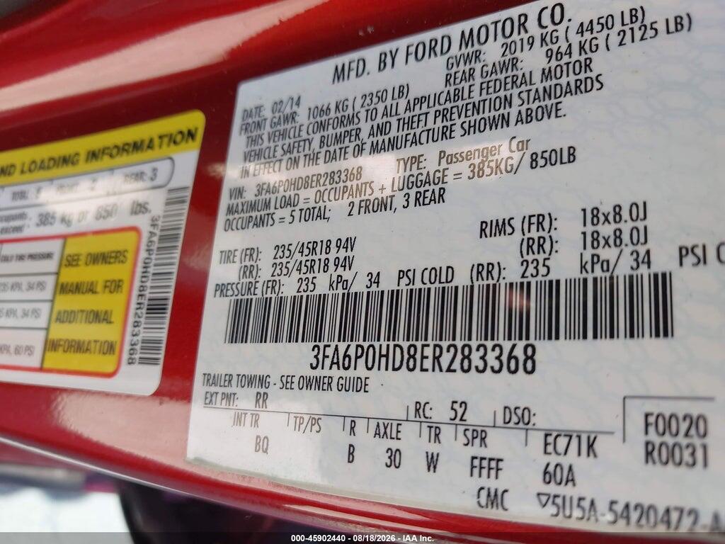 3FA6P0HD8ER283368 2014 FORD FUSION photo no. 9
