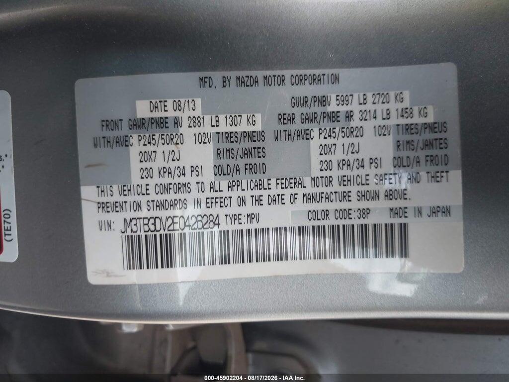 JM3TB3DV2E0426284 2014 MAZDA CX-9 photo no. 9
