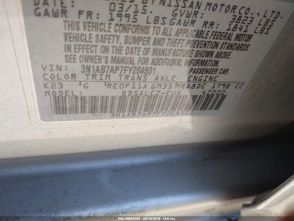 3N1AB7AP7FY264501 2015 NISSAN SENTRA photo no. 9