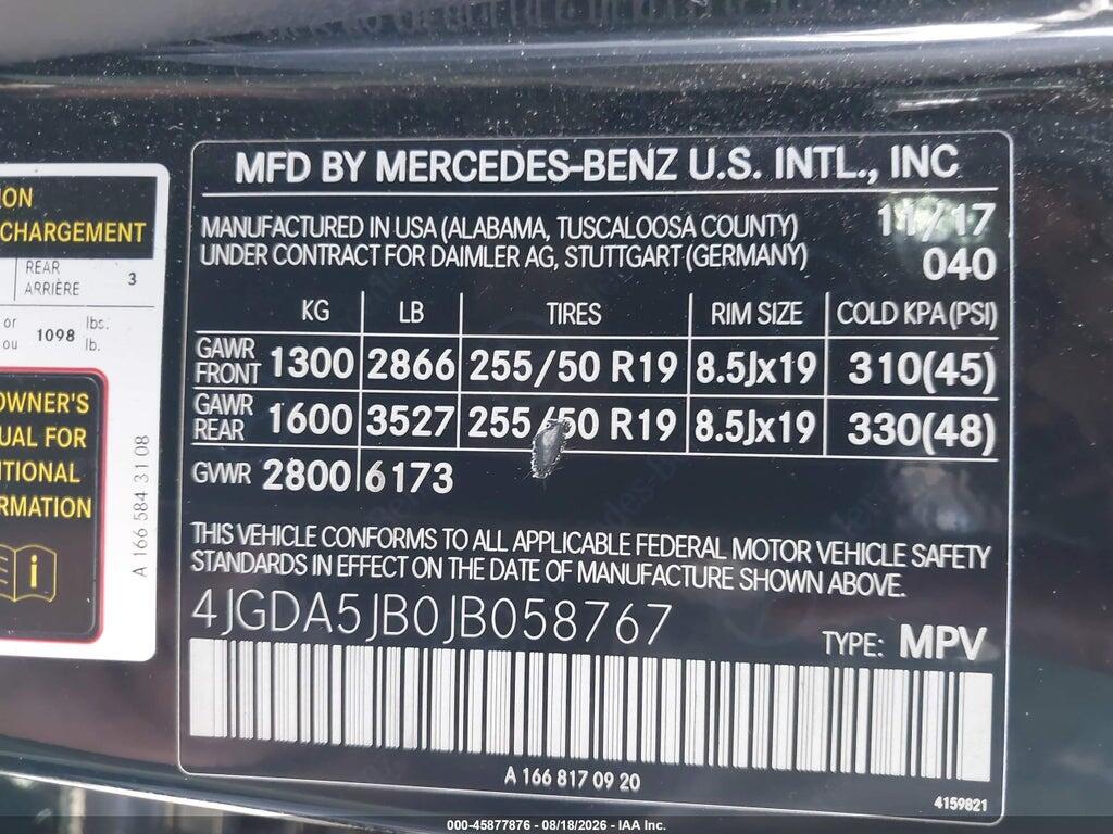 4JGDA5JB0JB058767 2018 MERCEDES-BENZ GLE 350 photo no. 9
