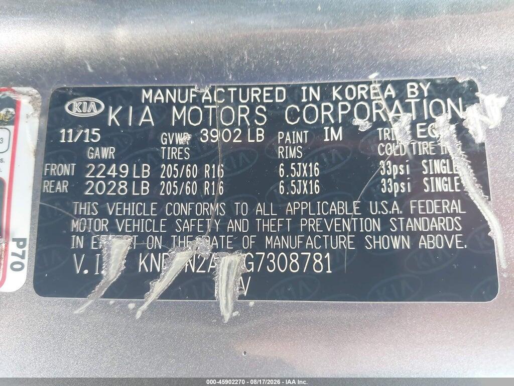 KNDJN2A2XG7308781 2016 KIA SOUL photo no. 9