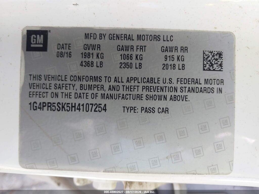 1G4PR5SK5H4107254 2017 BUICK VERANO photo no. 9