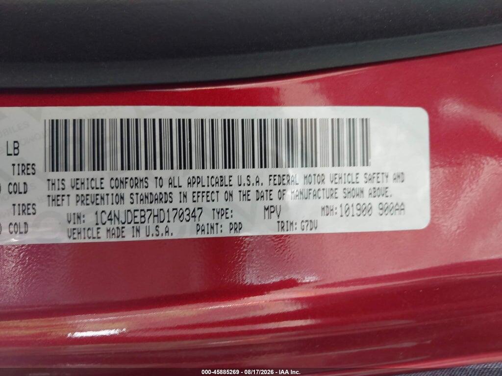 1C4NJDEB7HD170347 2017 JEEP COMPASS photo no. 9