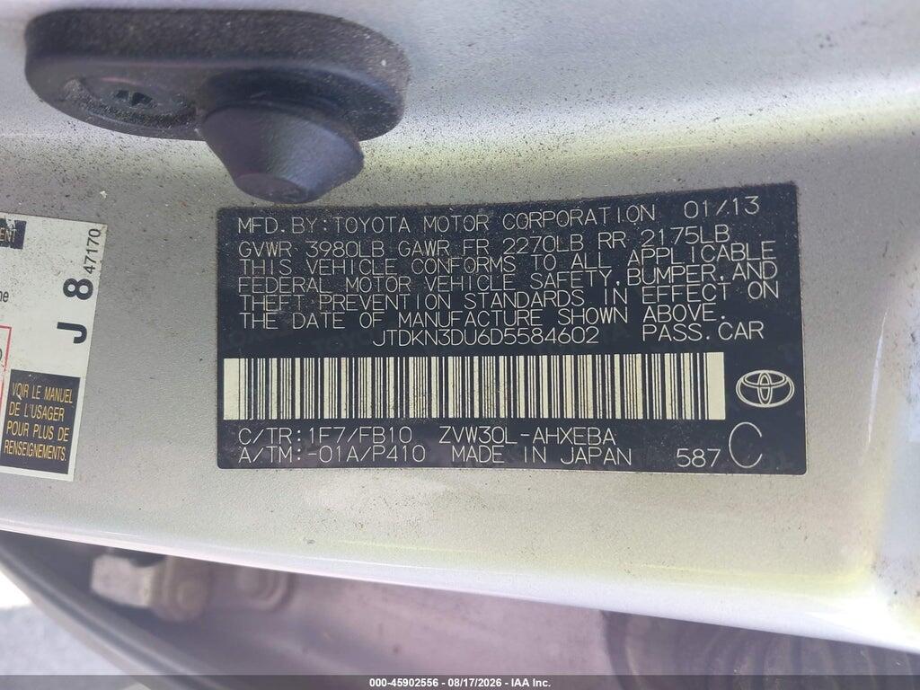 JTDKN3DU6D5584602 2013 TOYOTA PRIUS photo no. 9