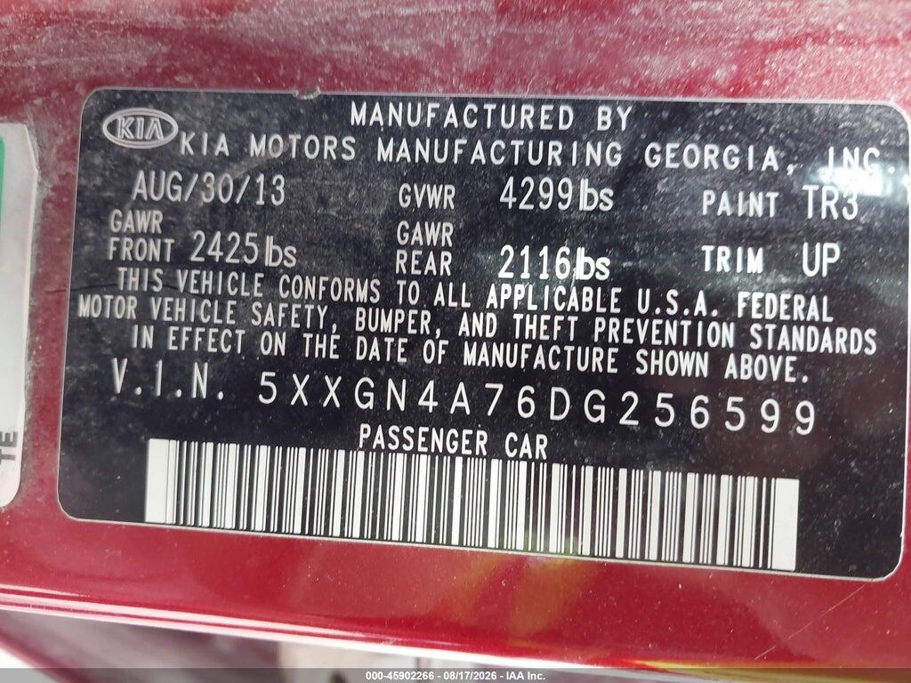5XXGN4A76DG256599 2013 KIA OPTIMA photo no. 9