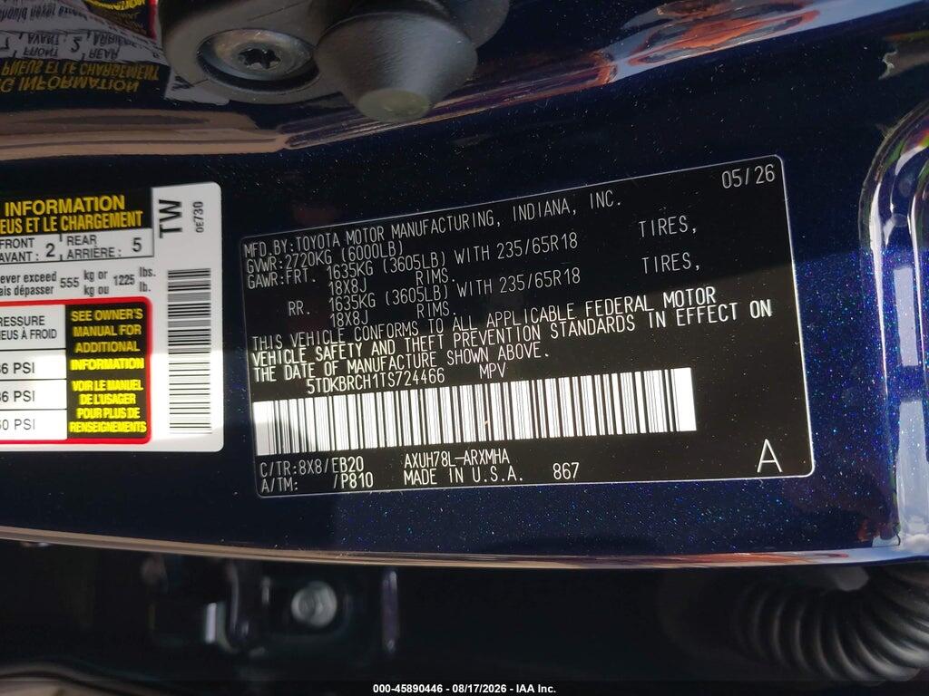 5TDKBRCH1TS724466 2026 TOYOTA HIGHLANDER photo no. 9