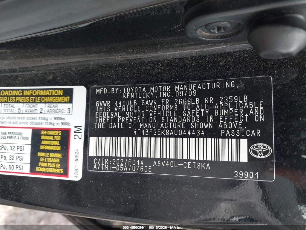 4T1BF3EK8AU044434 2010 TOYOTA CAMRY photo no. 9