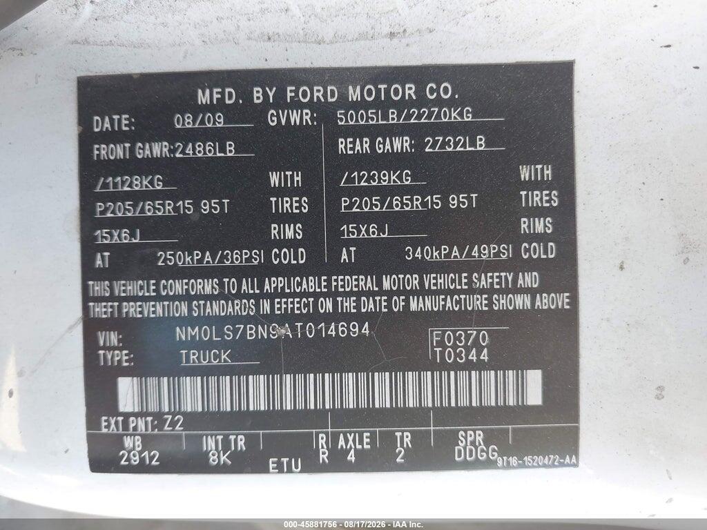 NM0LS7BN9AT014694 2010 FORD TRANSIT CONNECT photo no. 9