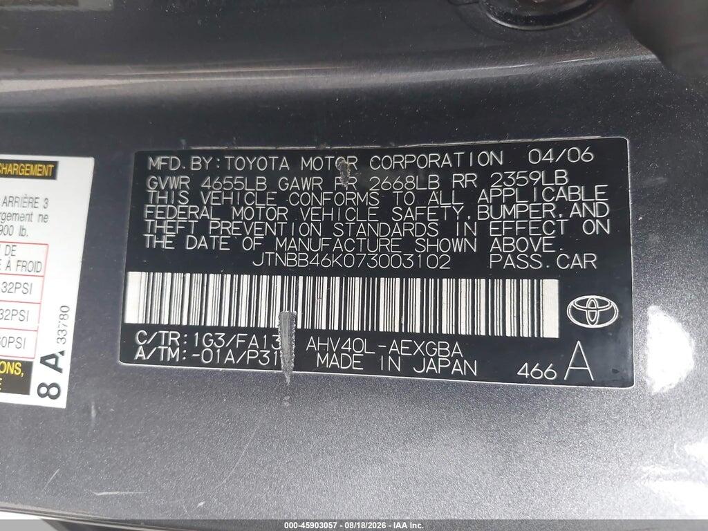 JTNBB46K073003102 2007 TOYOTA CAMRY HYBRID photo no. 9