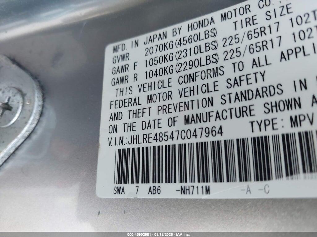 JHLRE48547C047964 2007 HONDA CR-V photo no. 9