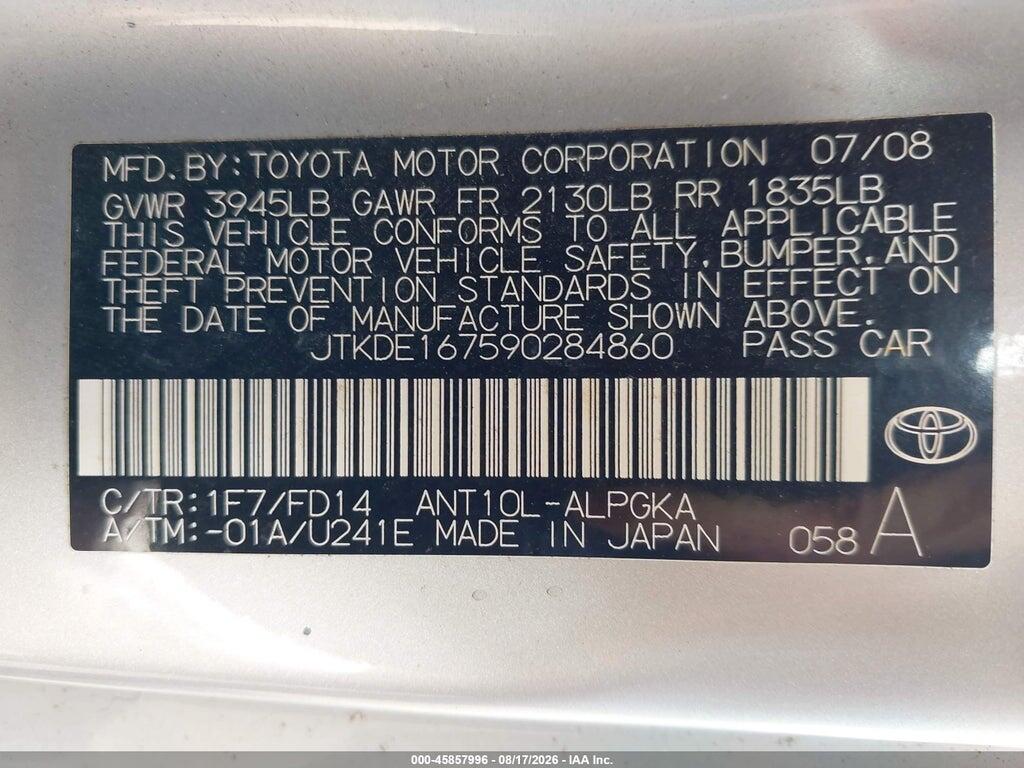 JTKDE167590284860 2009 SCION TC photo no. 9