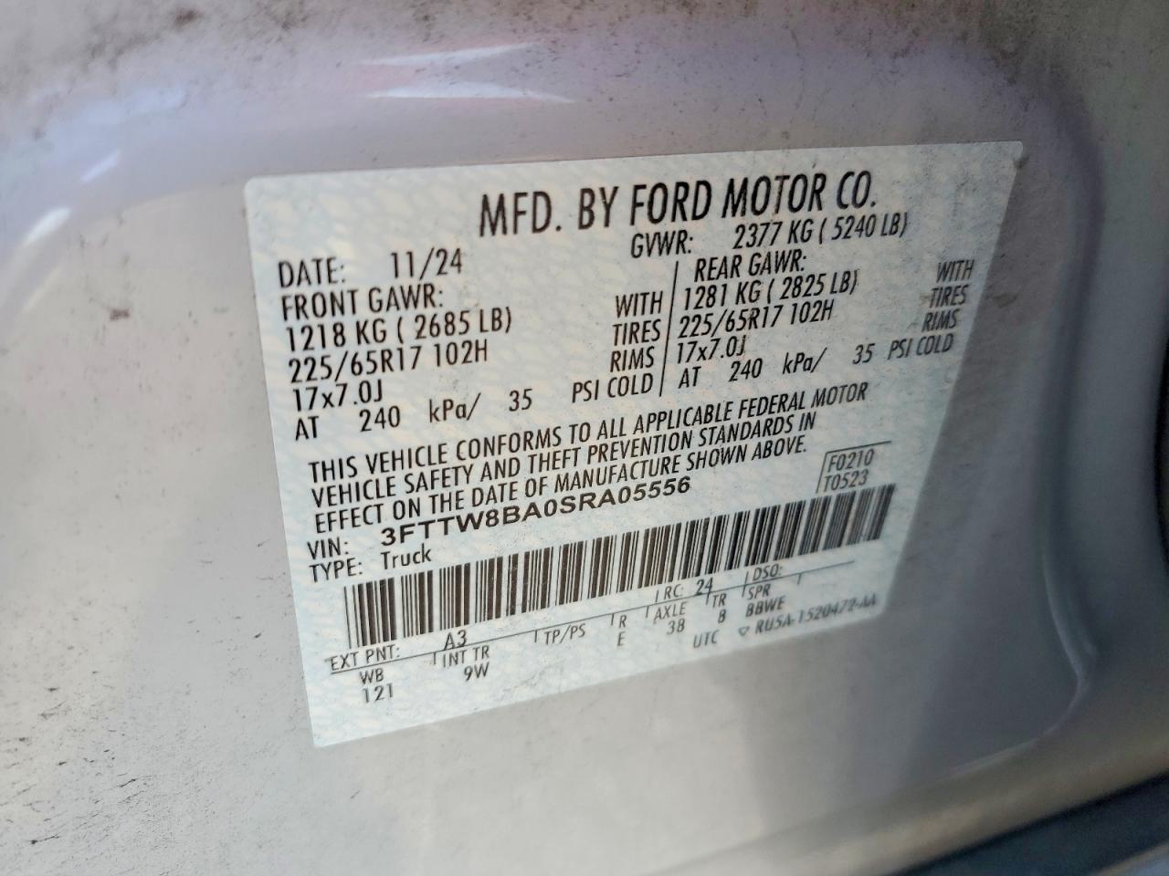 3FTTW8BA0SRA05556 2025 FORD MAVERICK photo no. 12