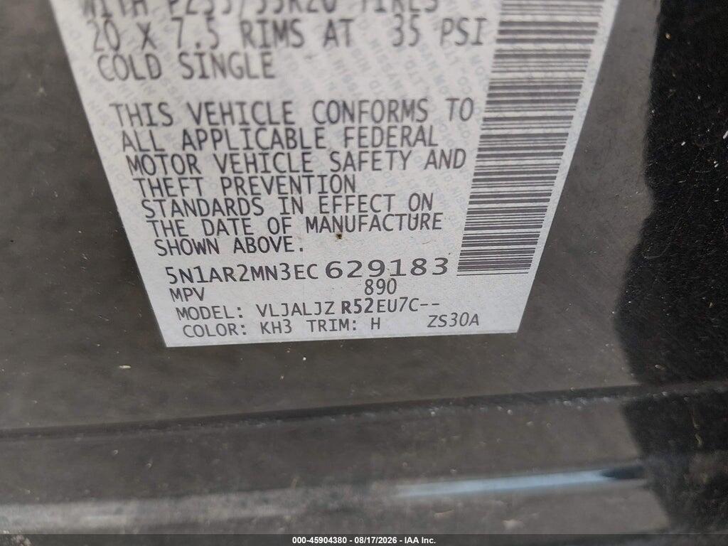 5N1AR2MN3EC629183 2014 NISSAN PATHFINDER photo no. 9