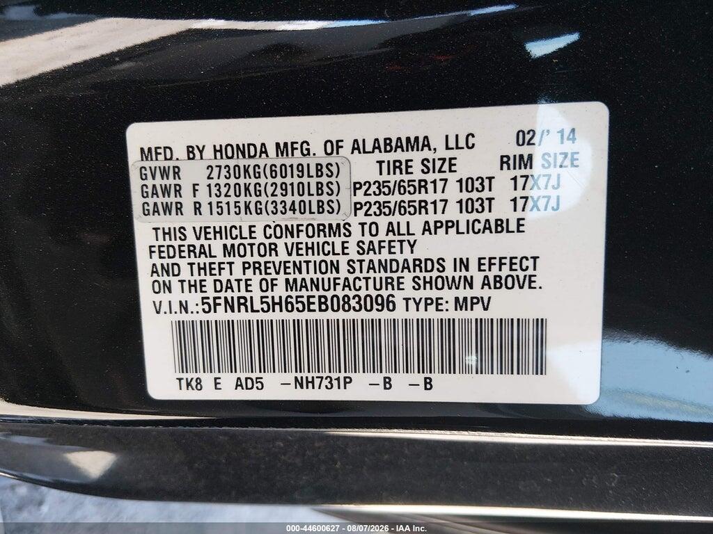 5FNRL5H65EB083096 2014 HONDA ODYSSEY photo no. 9