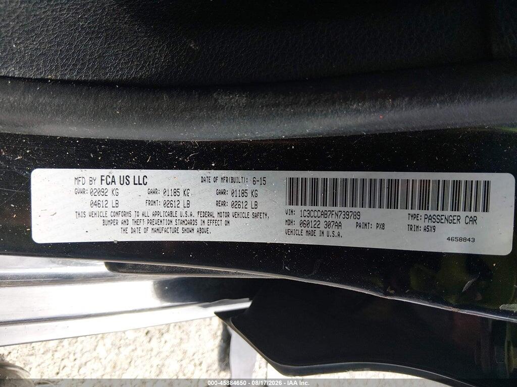 1C3CCCAB7FN739789 2015 CHRYSLER 200 photo no. 9
