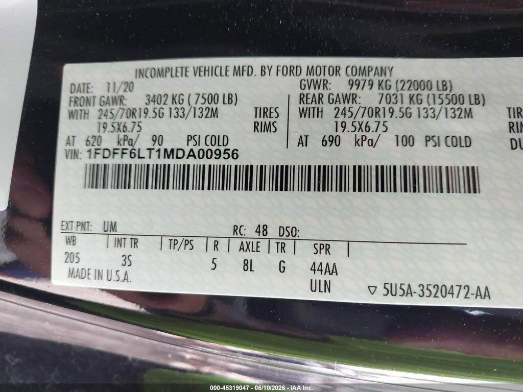 1FDFF6LT1MDA00956 2022 THOR MAGNITUDE F-600 CHASSIS photo no. 9