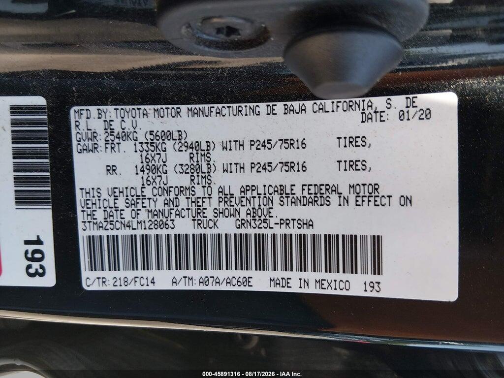 3TMAZ5CN4LM128063 2020 TOYOTA TACOMA photo no. 9