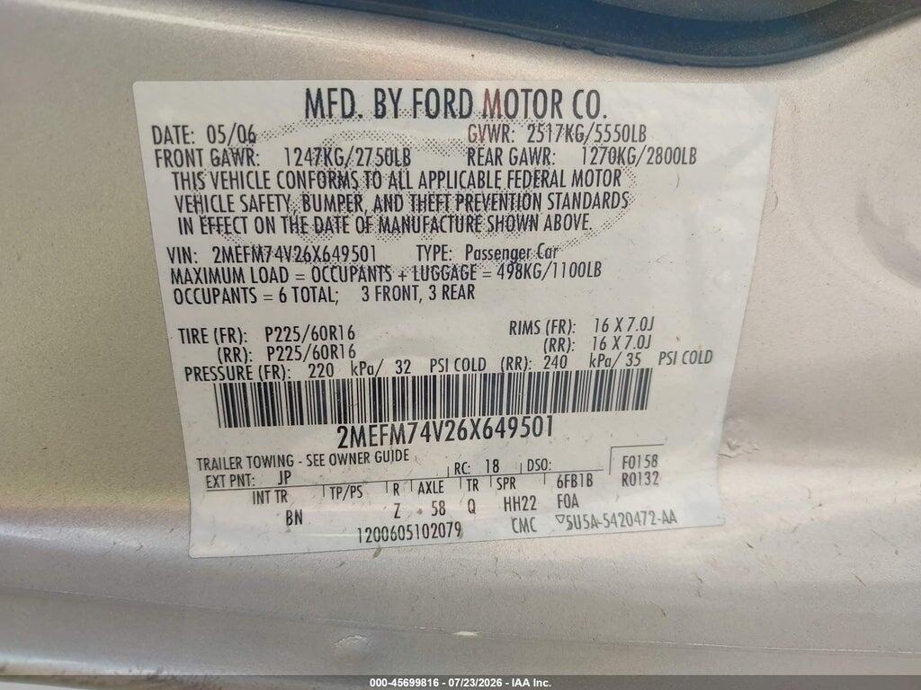 2MEFM74V26X649501 2006 MERCURY GRAND MARQUIS photo no. 9